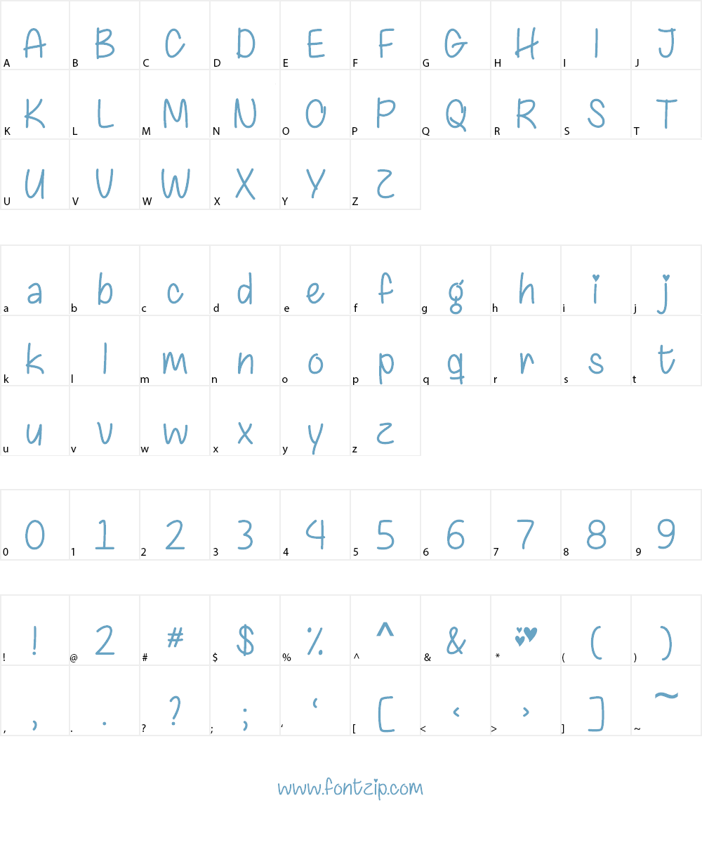 Chasing Hearts Font Character